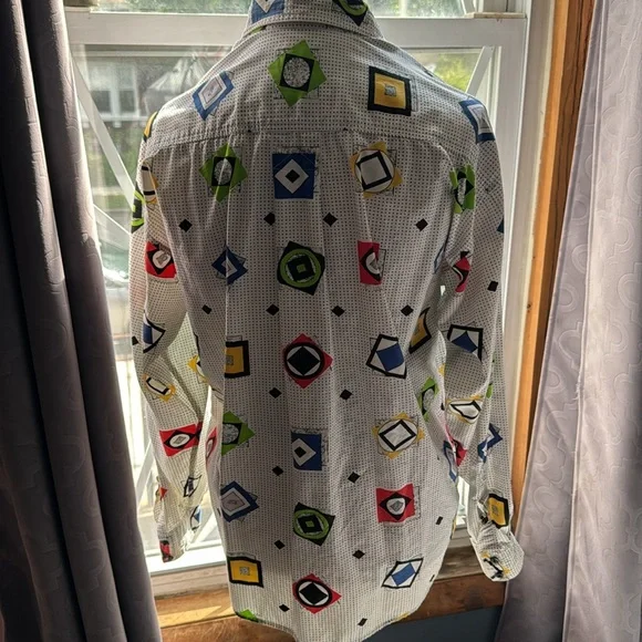 Vtg. Liz Wear long sleeve 100% cotton 80’s 90’s geometric pattern blouse - Picture 6 of 9